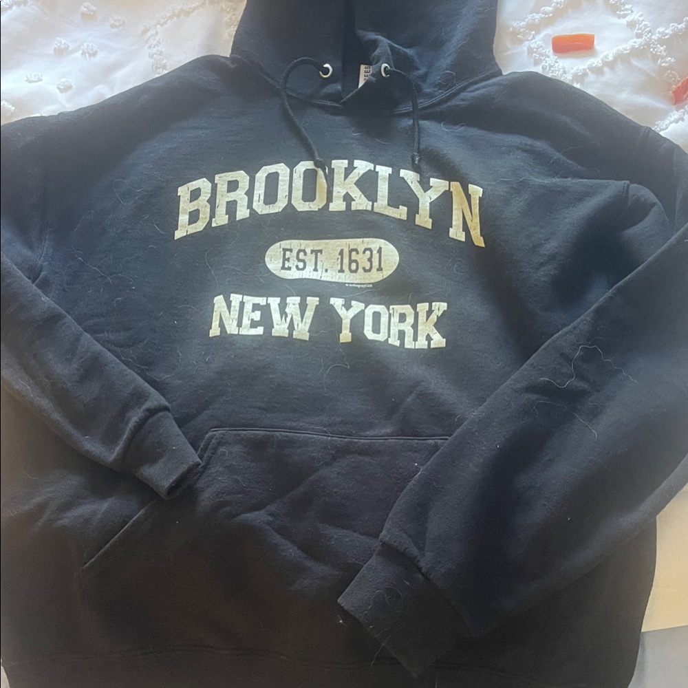 Jerzees Black Brooklyn New York Hoodie